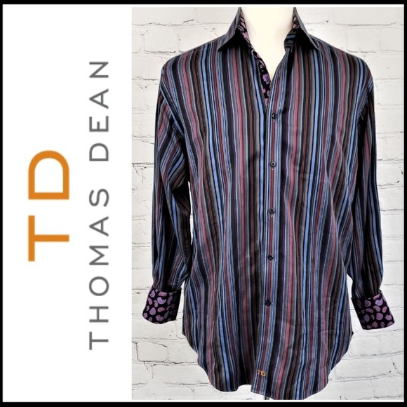 Thomas Dean Other - THOMAS DEAN Striped Paisley Men’s Shirt, M/15-15.5